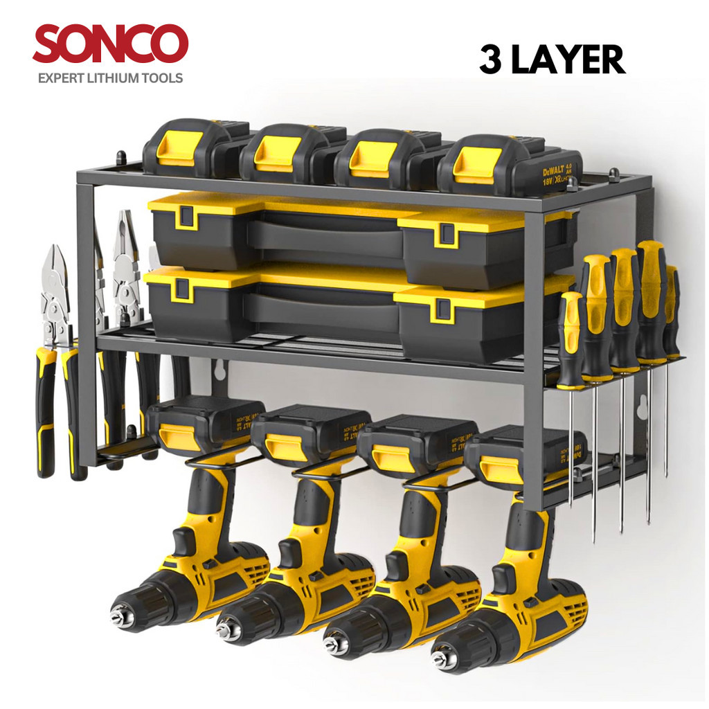 SONCO Power Tool Organizer Electric Drill Storage Rack Wall Mount ...