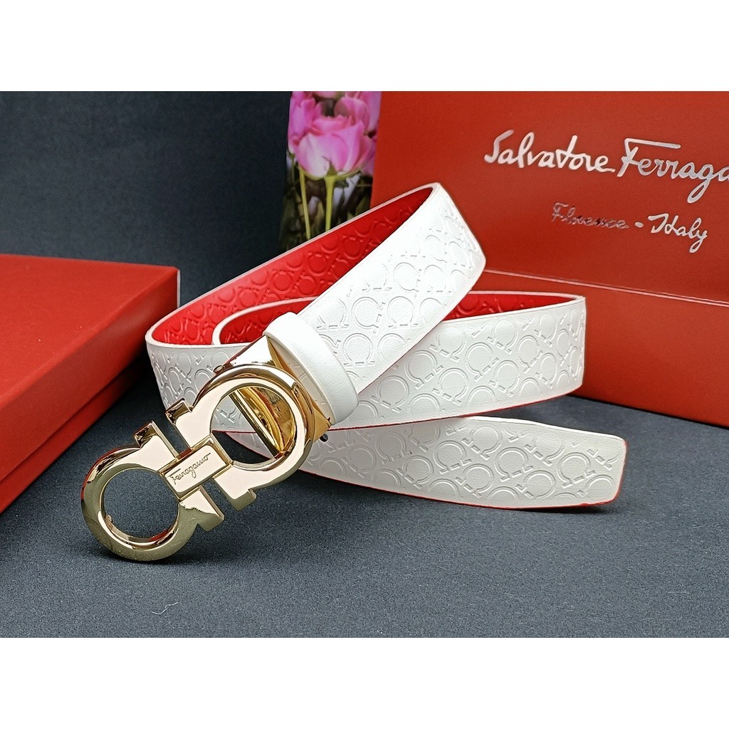 Ferragamo Men s Leather Belt Business Classic White Horseshoe Pattern Women s Clothing Accessories Shopee Malaysia