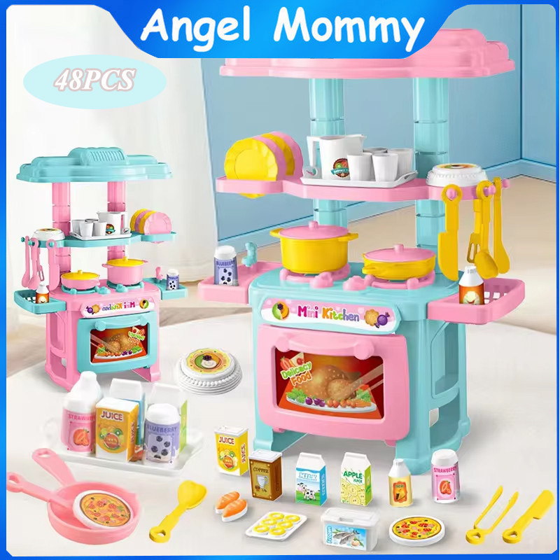 Kitchen Pretend Play Toys Cookware Toy Set Simulation Kitchen Cooking ...