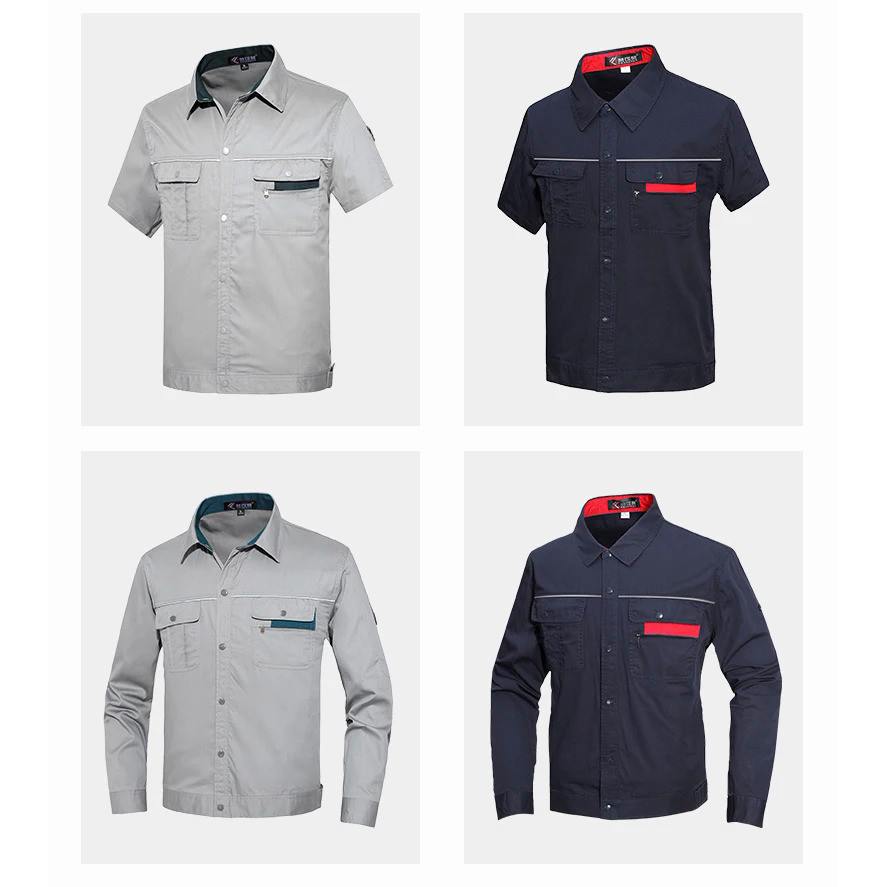 Summer Workwear Clothes Welding Men Short Sleeve Workmen Uniform Car ...