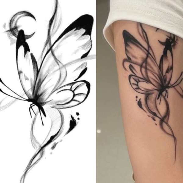 Inai henna henna sticker Moon Ink Butterfly Scattered Tattoo sticker ...