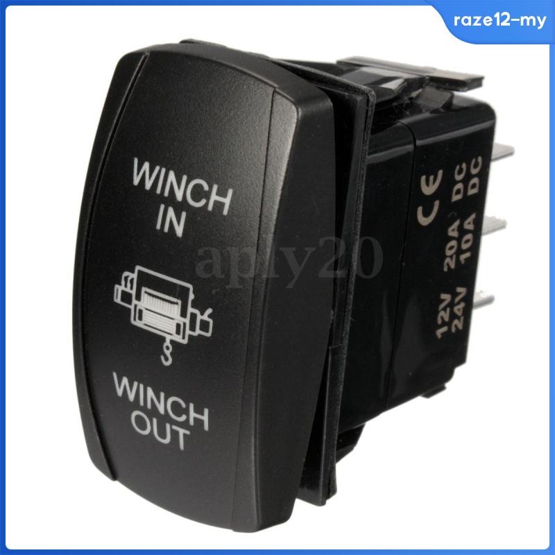 [RazecaMY] 1x Waterproof Momentary Rocker Switch DPDT WINCH IN/OUT Blue ...