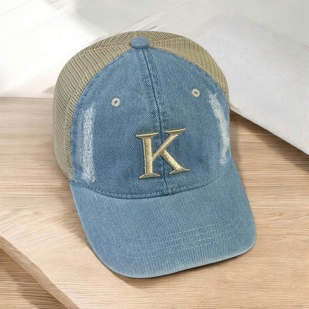 ( Shopee ) Letter Hat - Letter hat, khaki denim letter cap, super nice ...