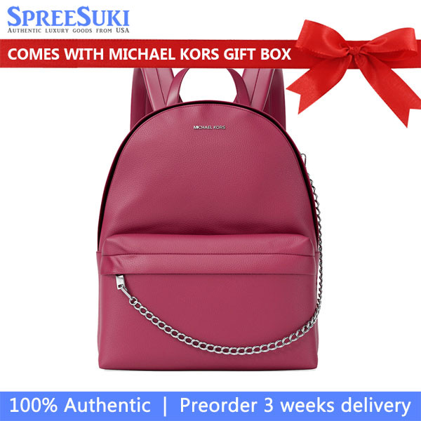 Michael Kors Backpack In Box Slater Medium Backpack Dark Raspberry Red ...