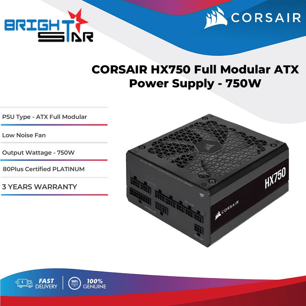 CORSAIR HX750 750Watt 80 Plus Platinum Certified Fully Modular Ver2022 ...