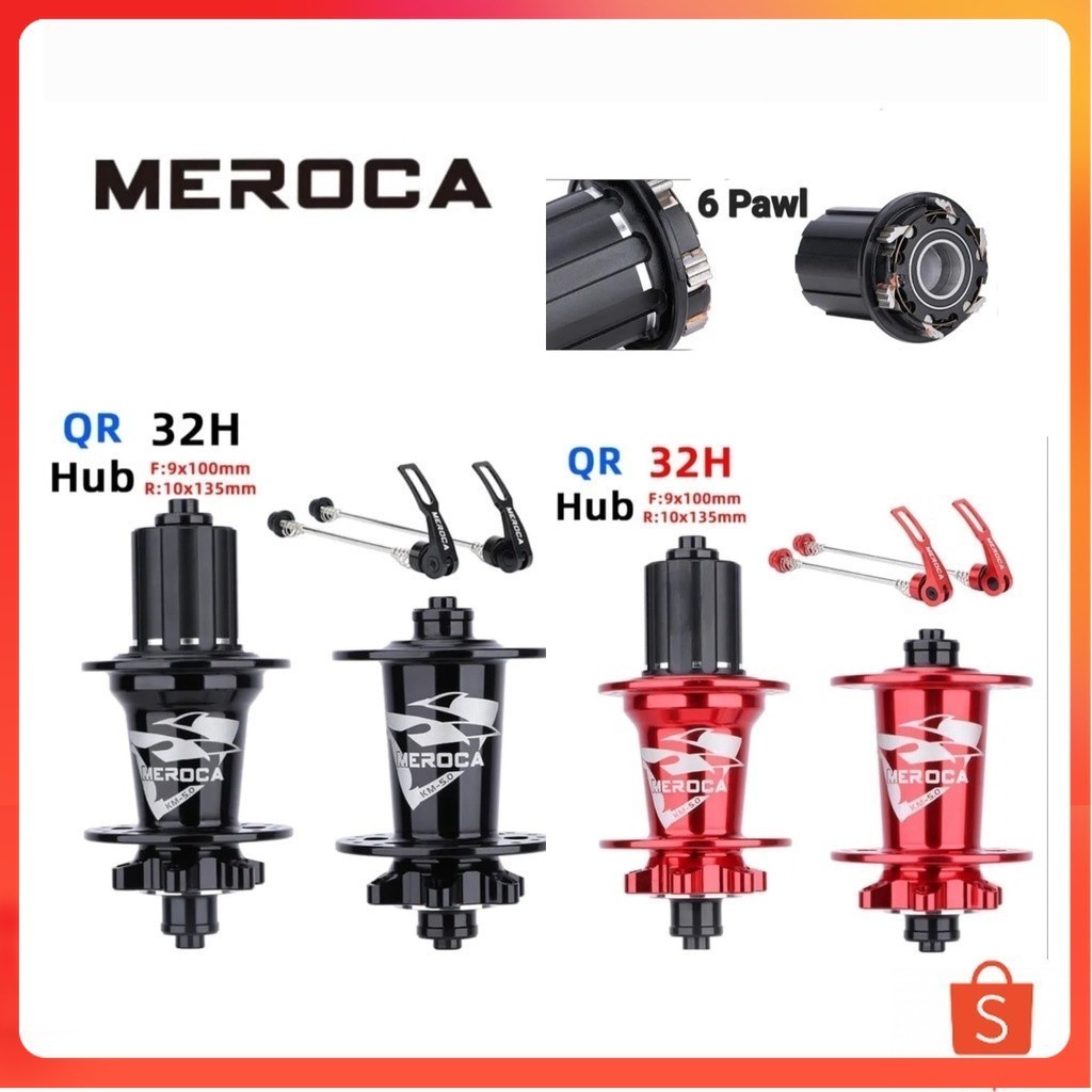 Meroca Hub Freehub QR Quick Release Bicycle Hub 5+2 Bearing 6 Pawl 32 ...