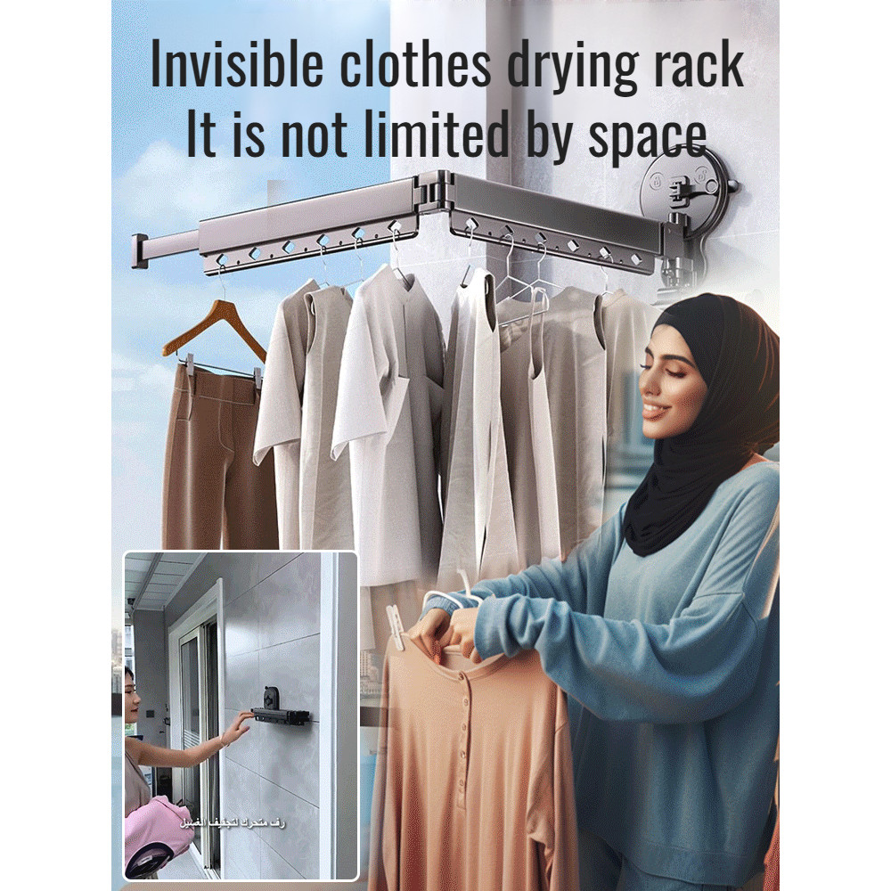 Aluminum alloy invisible drying rack large suction | Shopee Malaysia