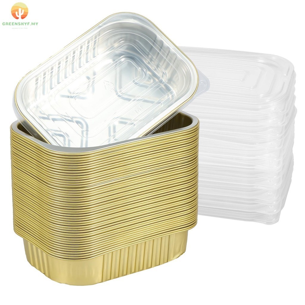 50Pcs Aluminum Pans with Lids 510ml Foil Food Containers Temperature Resistant Tin Foil Pans for