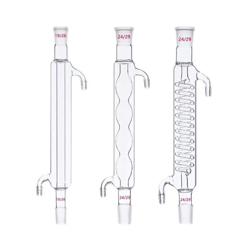 【现货 stock】玻璃仪器冷凝管蒸馏直形球形蛇形空气200/300/400/500mm实验室Glass instrument ...