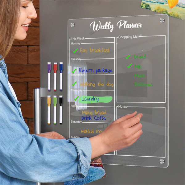 1 Day Send！ Acrylic Calendar For Fridge Weekly Planning Board