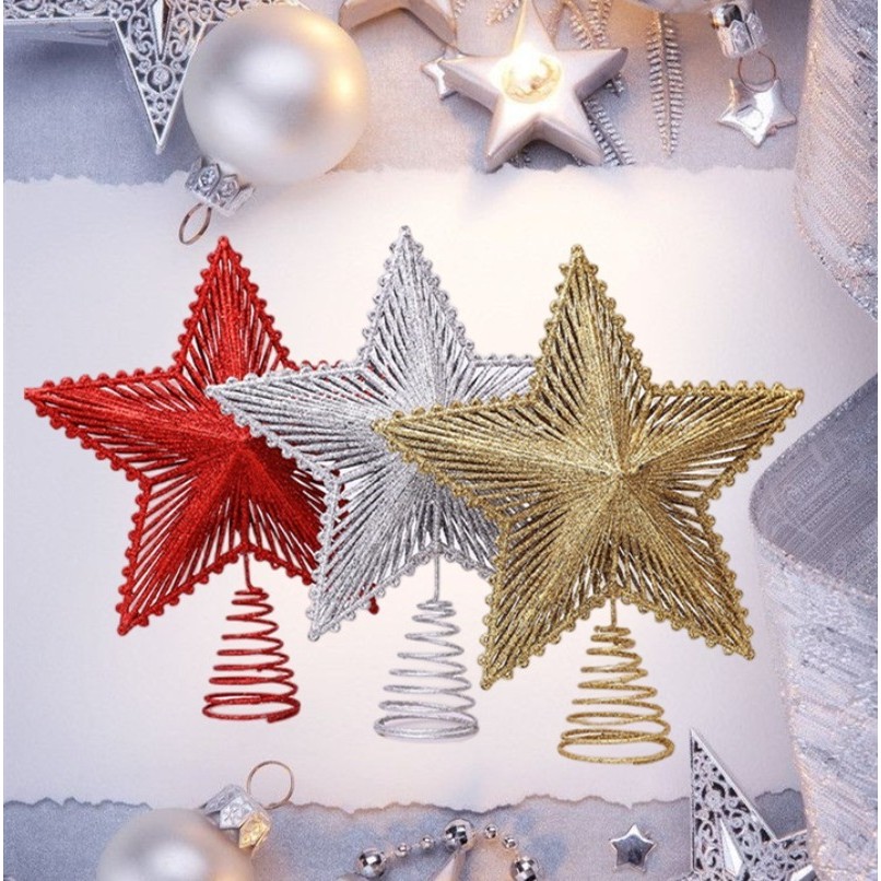 1PC Gold Glitter Christmas Tree Topper Star Christmas Decorations for ...