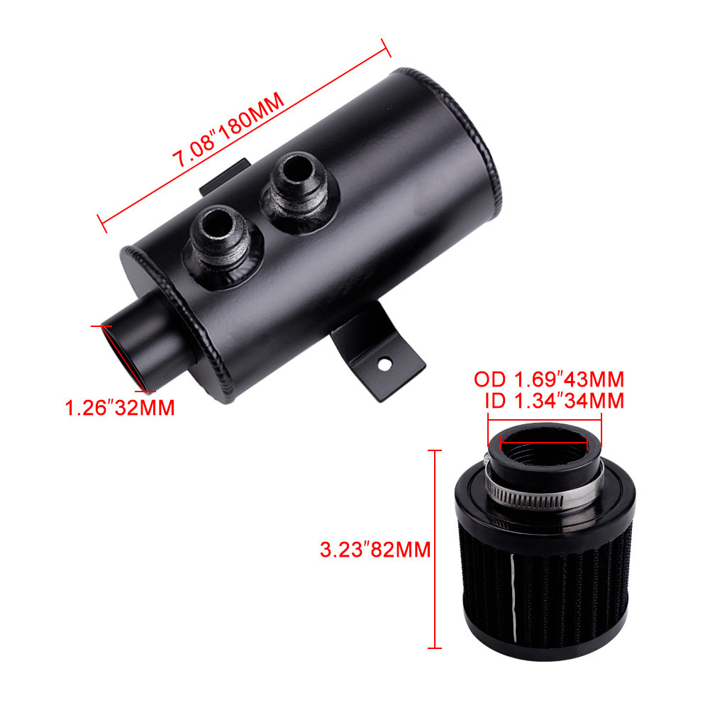 2 Ports Engine Oil Tank AN10 Universal Baffled Reservoir Oil Fuel Catch