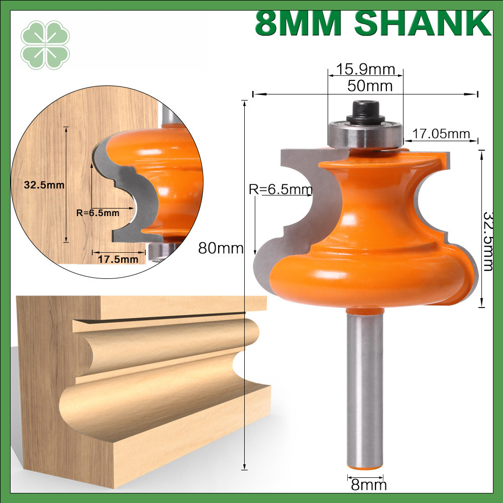 8mm Shank Multi-Profile Router Bit 32.5mm Cutting Width Wood Molding ...
