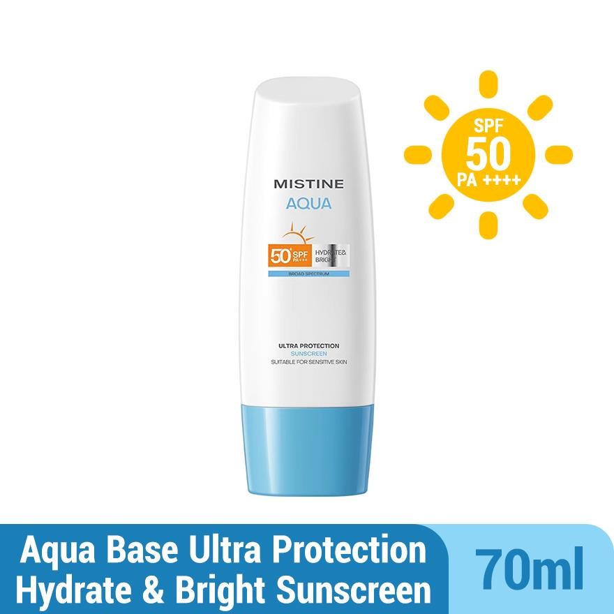MISTINE Aqua Base Ultra Protection Hydrate & Bright Sunscreen SPF50+ PA ...