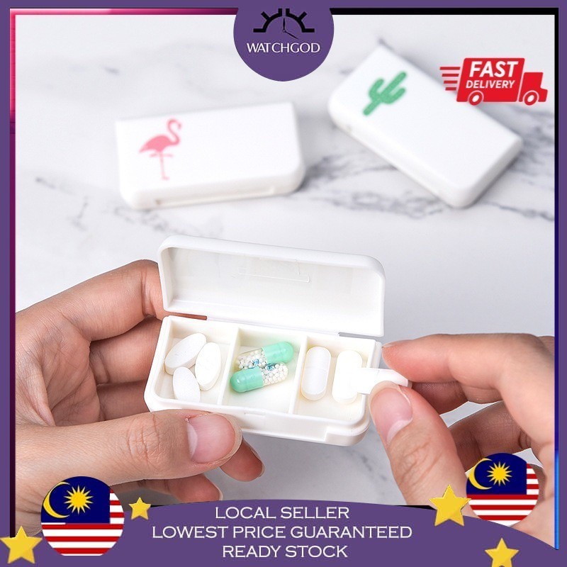 (CLEARANCE SALES) Portable three-compartment small medicine mini pill ...
