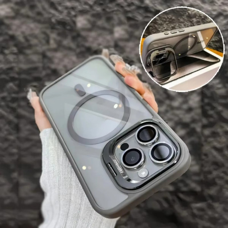 Luxury Magnetic Shockproof Phone Case For iPhone 16 15 14 13 12 11 Pro Max  Magnetic Charging Casing Stand Glass Lens Protection Back Cover