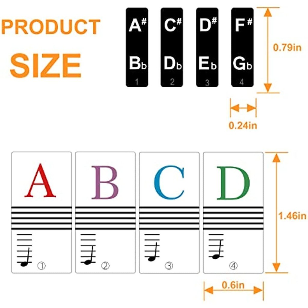 2 Pack Piano Keyboard Stickers, Removable Keyboard Stickers For 88/61
