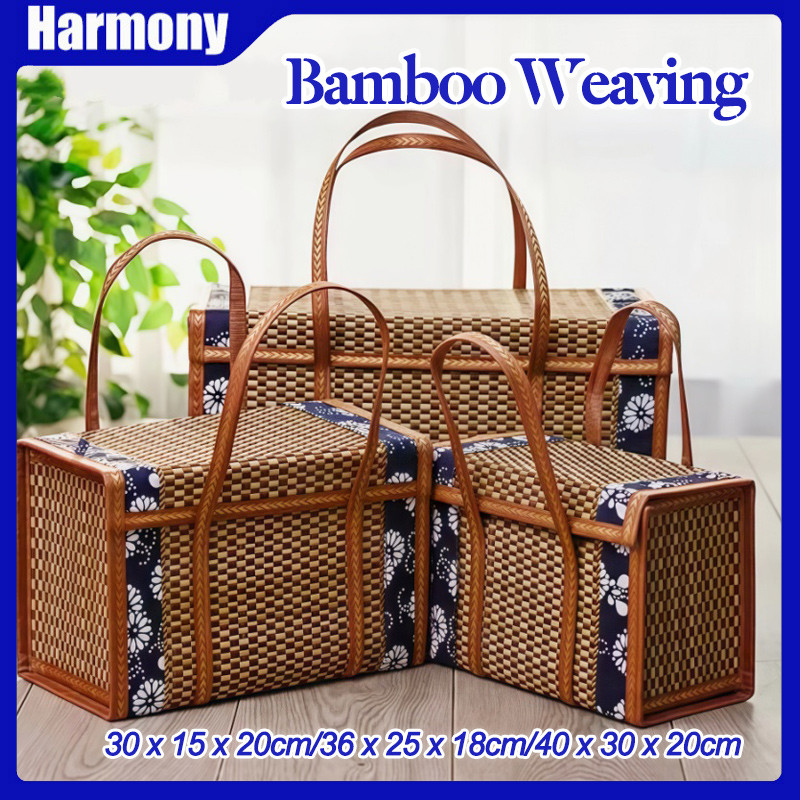Multiple Size Rattan Basket Picnic Woven Basket Foldable Storage Bag ...