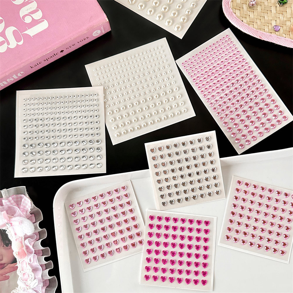 Pearl Sticker Pink Crystal Love Stickers DIY Accessories Scrapbook Gift ...