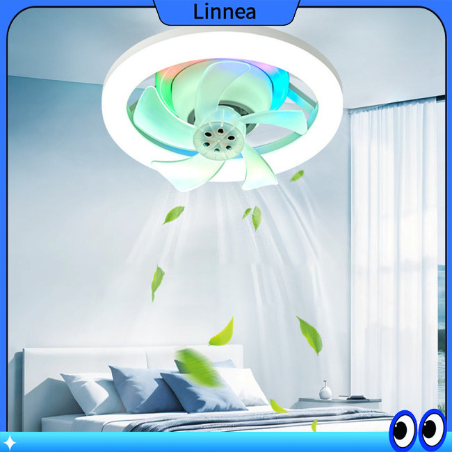 LIN Ceiling Fan With Light, Small Ceiling Fans With Dimmable RGB Lights ...