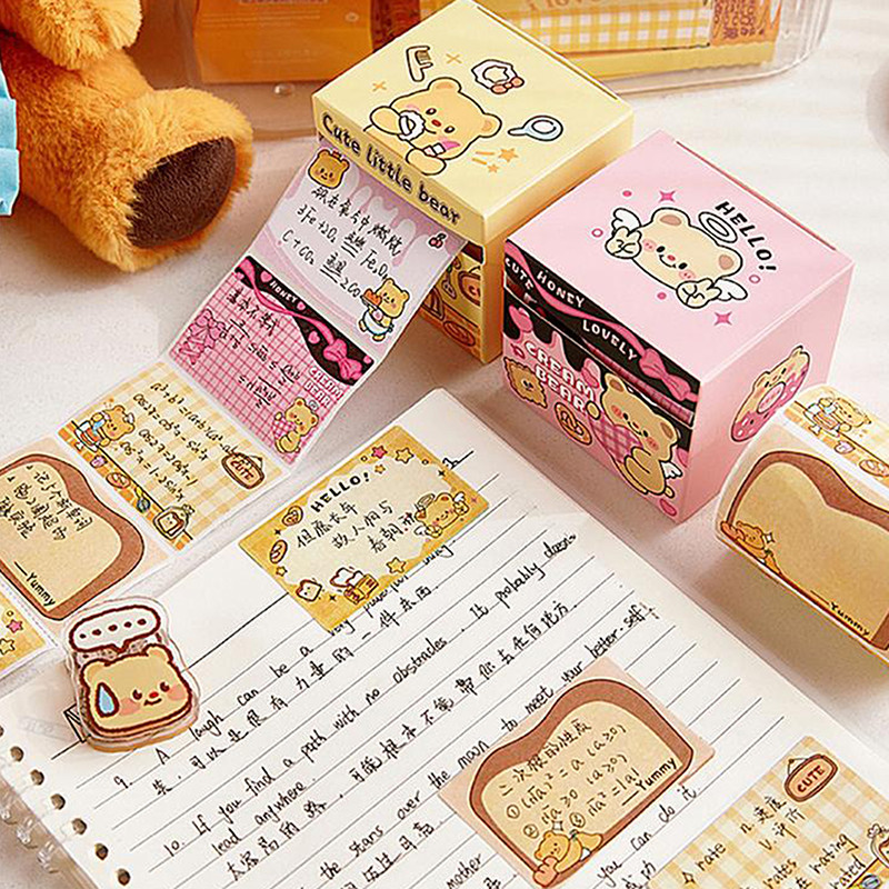 guyumao 128Sheets/box Cartoon Butter Bear Sticky Note Self-Adhesive ...