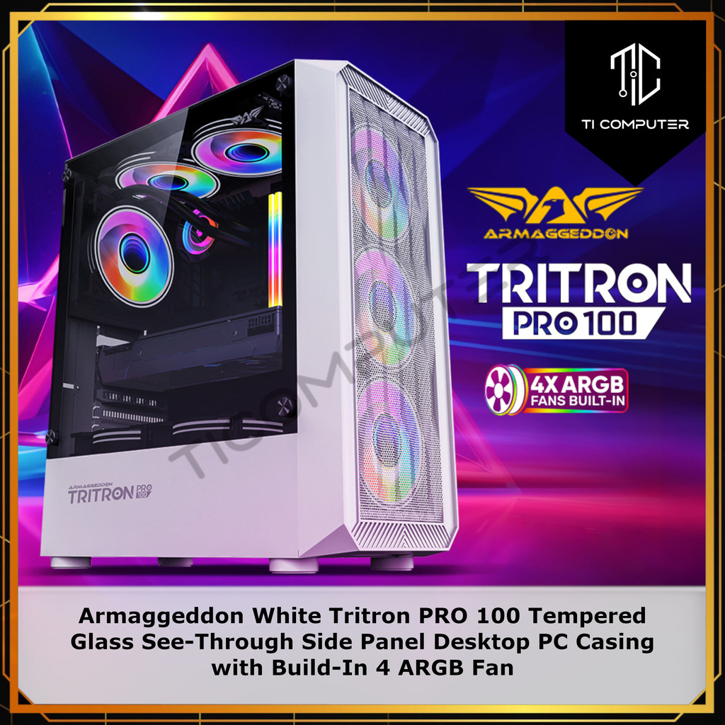 Armaggeddon White Tritron PRO 100 Tempered Glass See-Through Side Panel ...