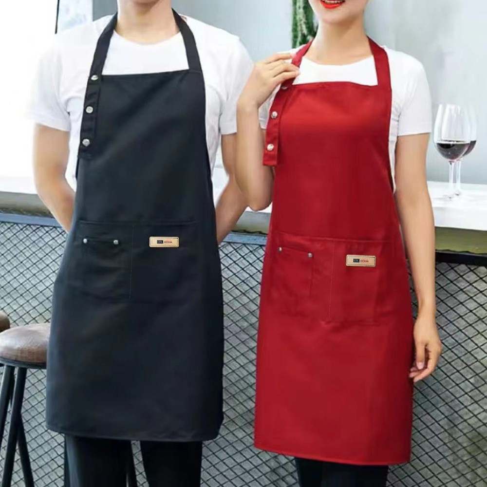 Neutral kitchen apron, standard style fashionable front pocket apron ...