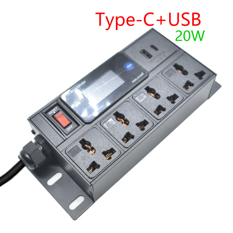 Desktop Electric Sockets digital display power board, 4 sockets with