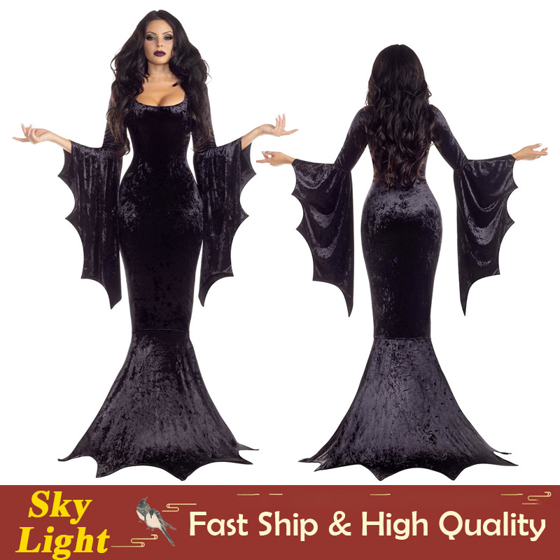 Women's Sexy Witch Costume Black Lace Bow Dress main image 1