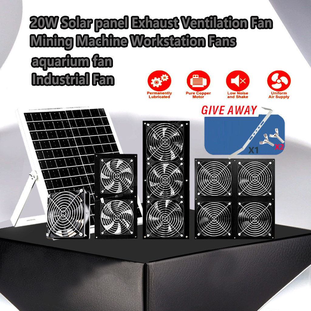 DC Solar Air Fan Mini Exhaust Fan 15W kipas Powered Solar untuk Shed ...