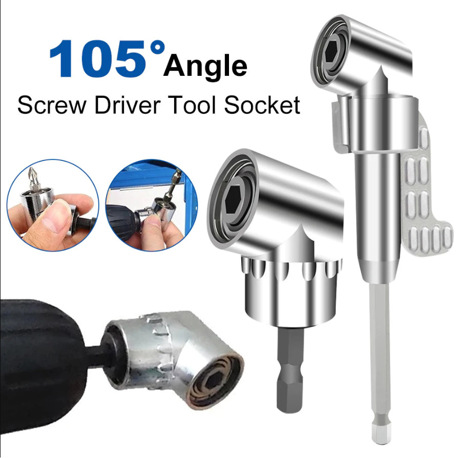 Adjustable 105° Degree Right Angle Driver Screwdriver Hand Tools Set 1/ ...