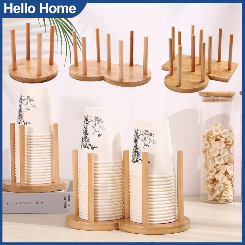 Wooden Paper Cup Holder Coffee Shop Cup Storage Rack Table Cup ...