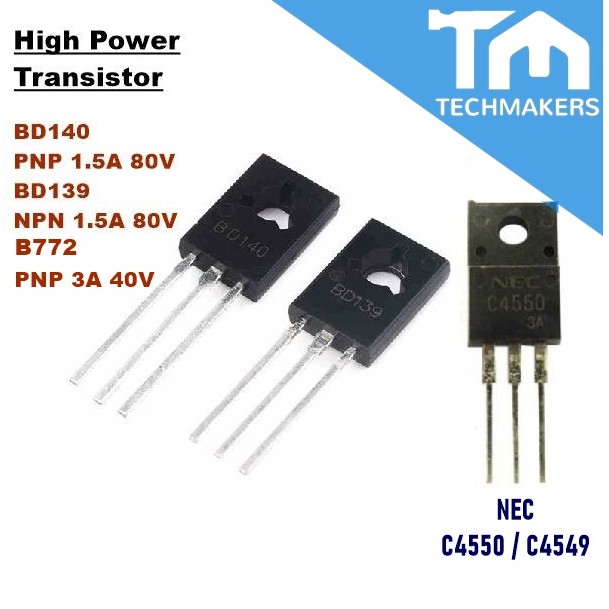 BD139(NPN) / BD140(PNP) / C4550(NPN) Bipolar Power Transistor TO-126 1.5A 80V BJT DB139 DB140 DB 139 140 4550