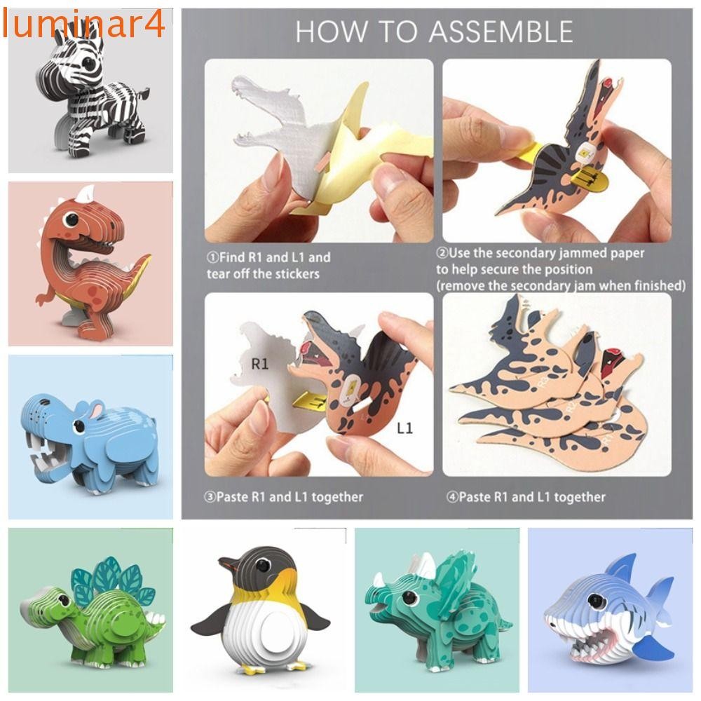 LUMINAR 3D Paper Puzzle Animal Model Toy, Dinosaur Giraffe Animal 3D ...