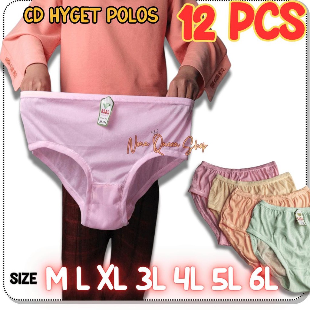 12 PCS 1 DOZEN WOMEN'S UNDERWEAR JUMBO CD HYGET MATERIAL SIZE (ML XL 3L ...