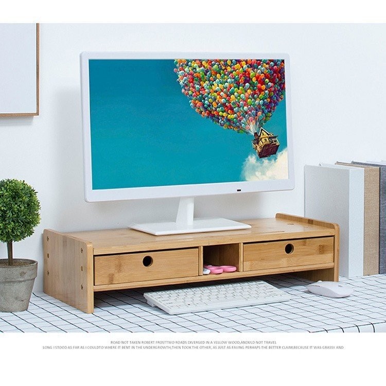Monitor Stand Bamboo Display Computer Desktop Elevated Rack Office ...