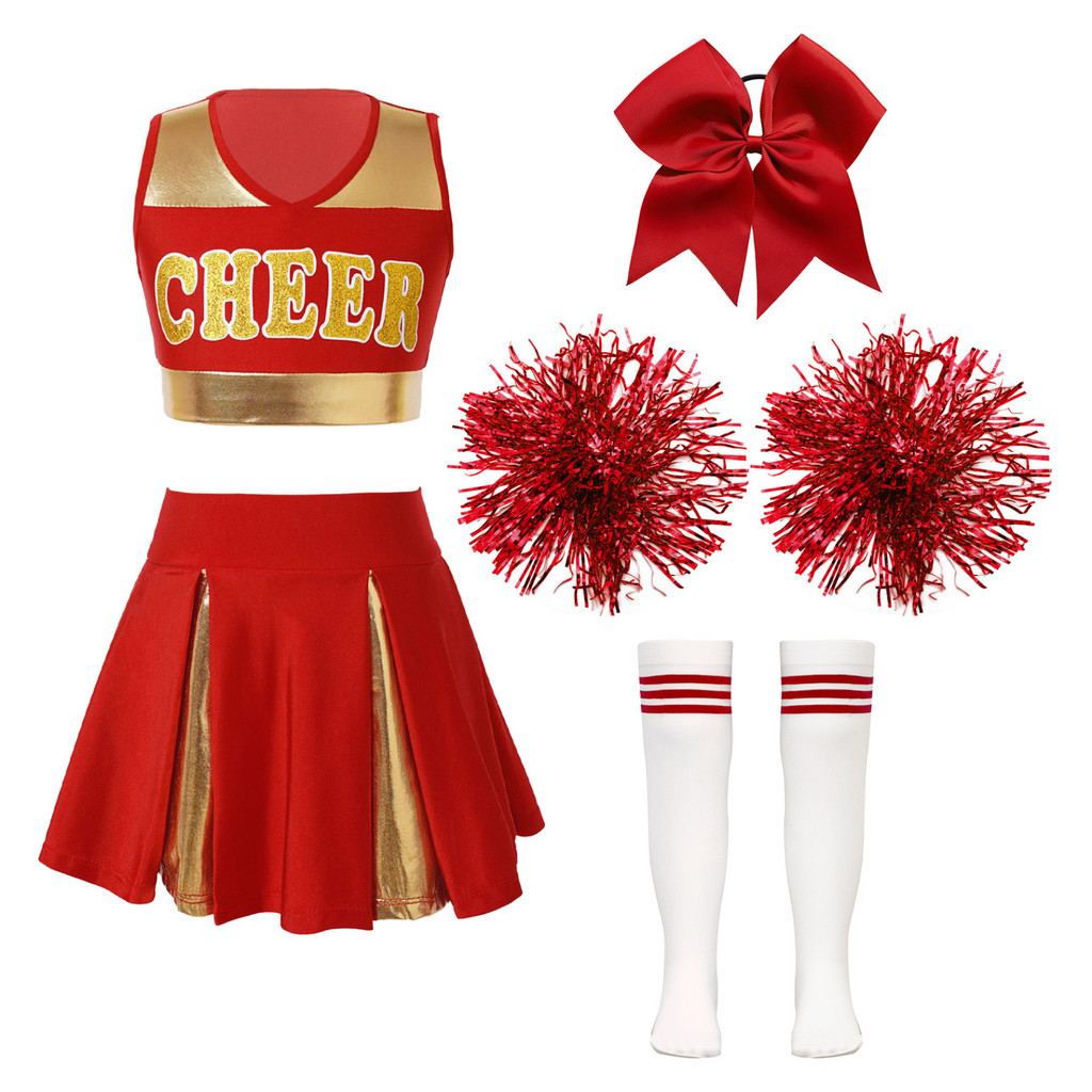 Matagami Kids Girls Cheerleader Costume For Birthday Halloween Party Cosplay 9-10 Years Rose