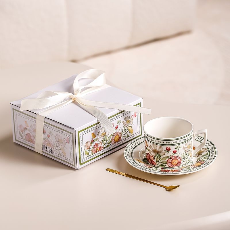 French Bummer Flowers Sunflower Coffee Cup Saucer Gift Box Afternoon ...