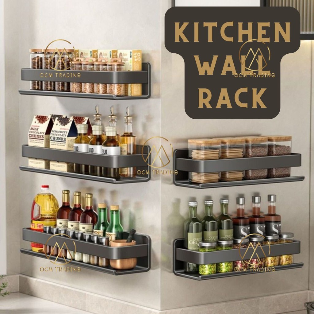 OCM Wall Mounted Stainless Steel Kitchen Rack Storage Shelf Spice Rack ...