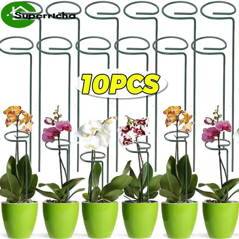 Garden Plant Support Stakes Heavy Duty Iron with Plastic Coating, Green ...