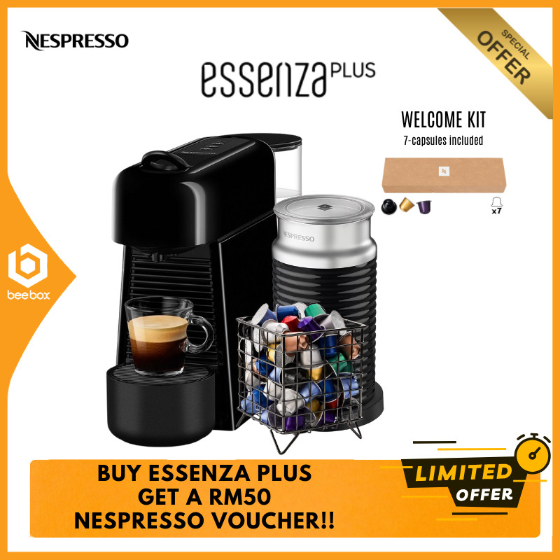 Nespresso Essenza Plus Capsule Coffee Machine Limousine Black 19 Bars ...