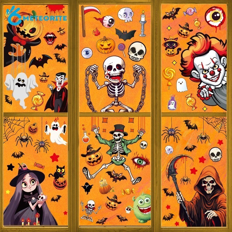 6Pcs/Set Self adhesive Halloween Static Window Decals - Joker Death ...