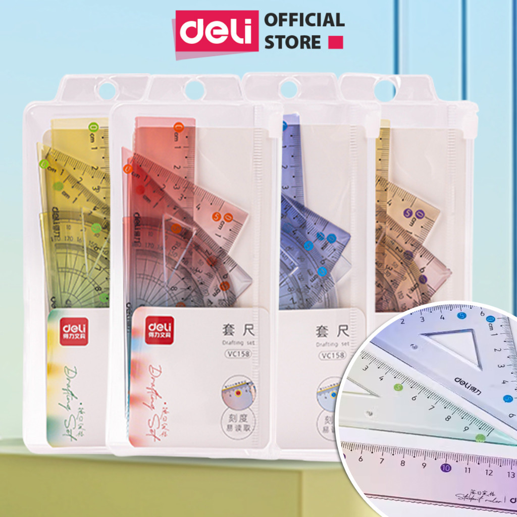 Eke Set of 4 eke ruler and protractor for students, 4-piece gradient ...
