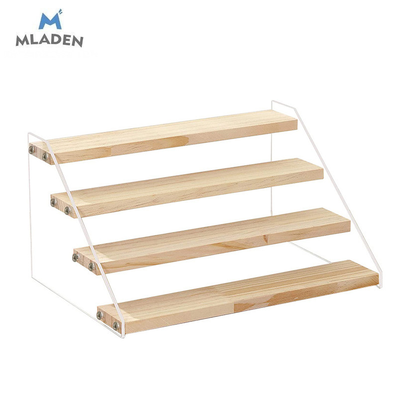 MLADEN Transparent Display Rack Acrylic with Wooden Stand - 2/3/4/5 ...