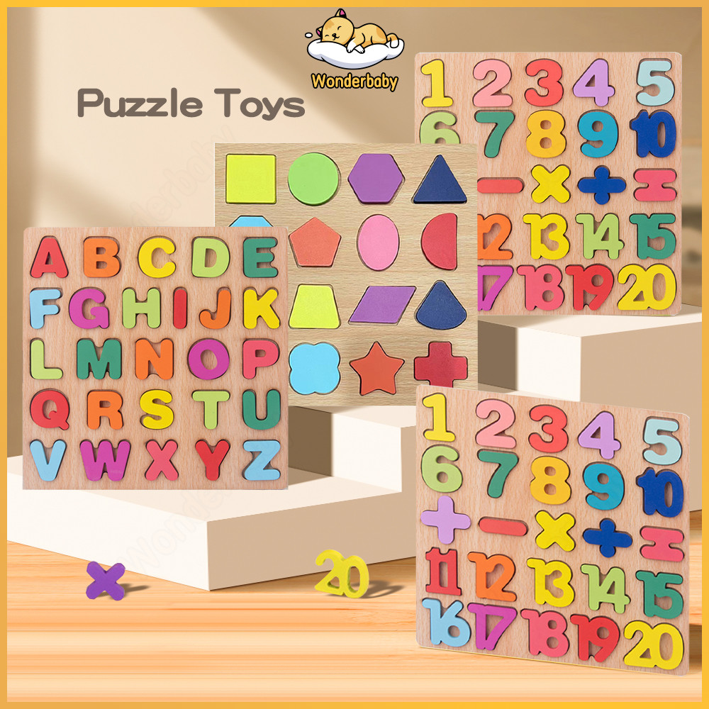 Wonderbaby Kids Wooden Puzzle ABC Letter Alphabets Number Puzzle Toys ...