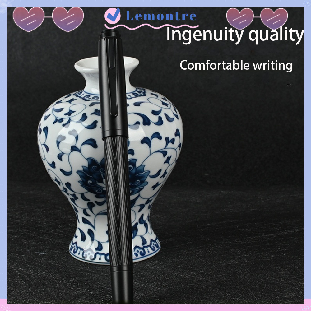 LEMONTRE Metal Fountain Pen, Tree Texture Refillable Black Samurai ...