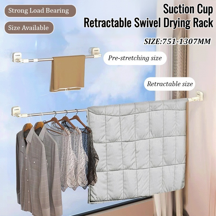 1 Second Install/Punch Free Telescopic Rotating Drying Rack with ...