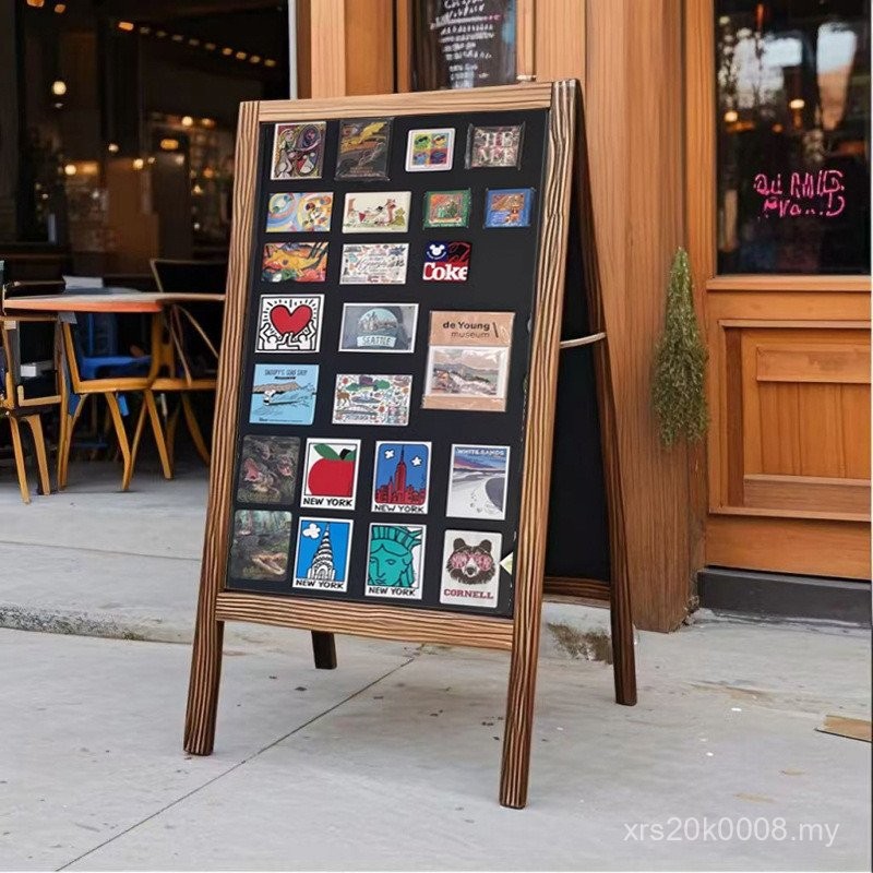 Magnetic Advertising Blackboard Display Board Solid Wood Refrigerator ...