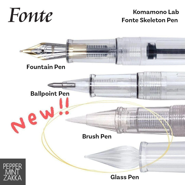 Komamono Lab Fonte Skeleton Pen (Fountain Pen/Brush Pen/Ballpoint Pen ...