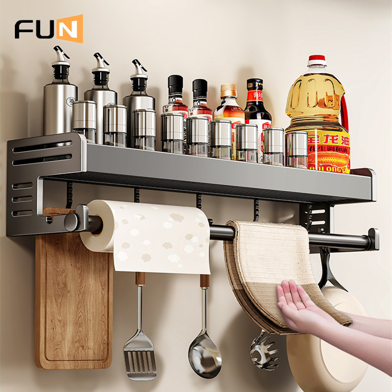 [FUN] Kitchen Shelf Perforation-Free Wall-Mounted Seasoning Storage ...